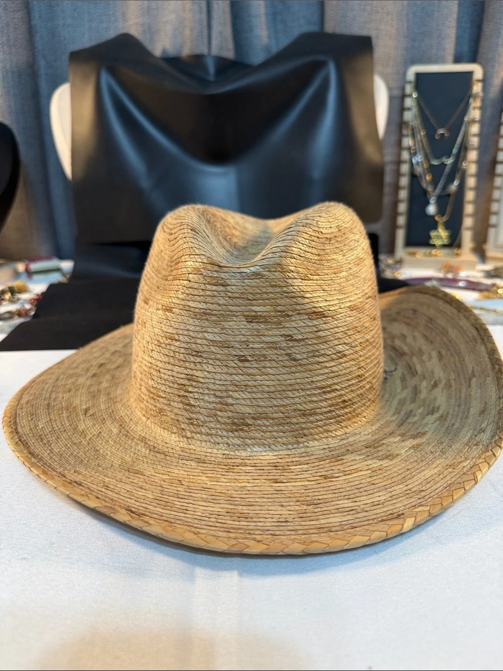 Men's straw Hat - Natural woven Tan 6 3/4 Small